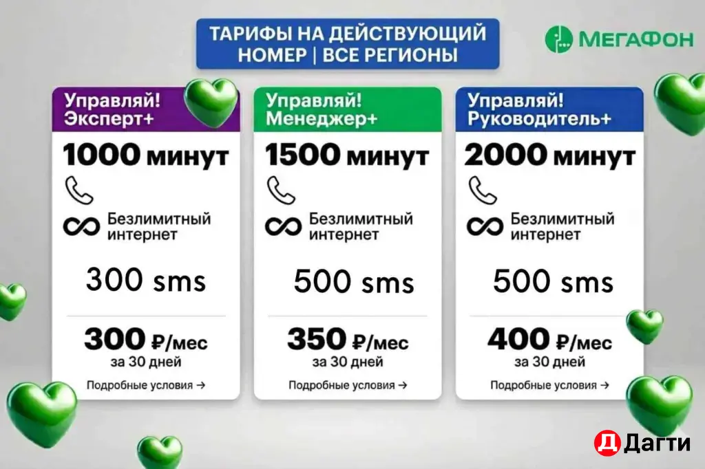 Тарифы с Безлимитным интернетом на номера Мегафон.