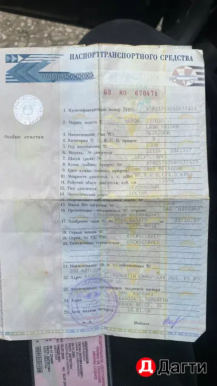 LADA (ВАЗ) Priora, 2008 года