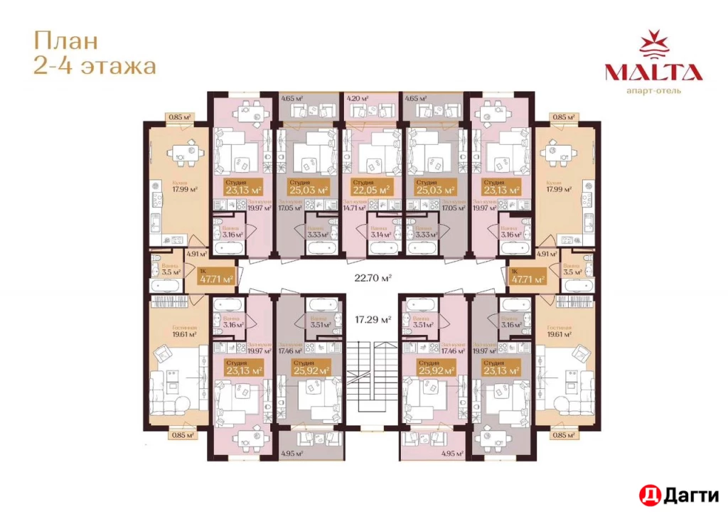 Квартира, Студия, 22 м², Собственник