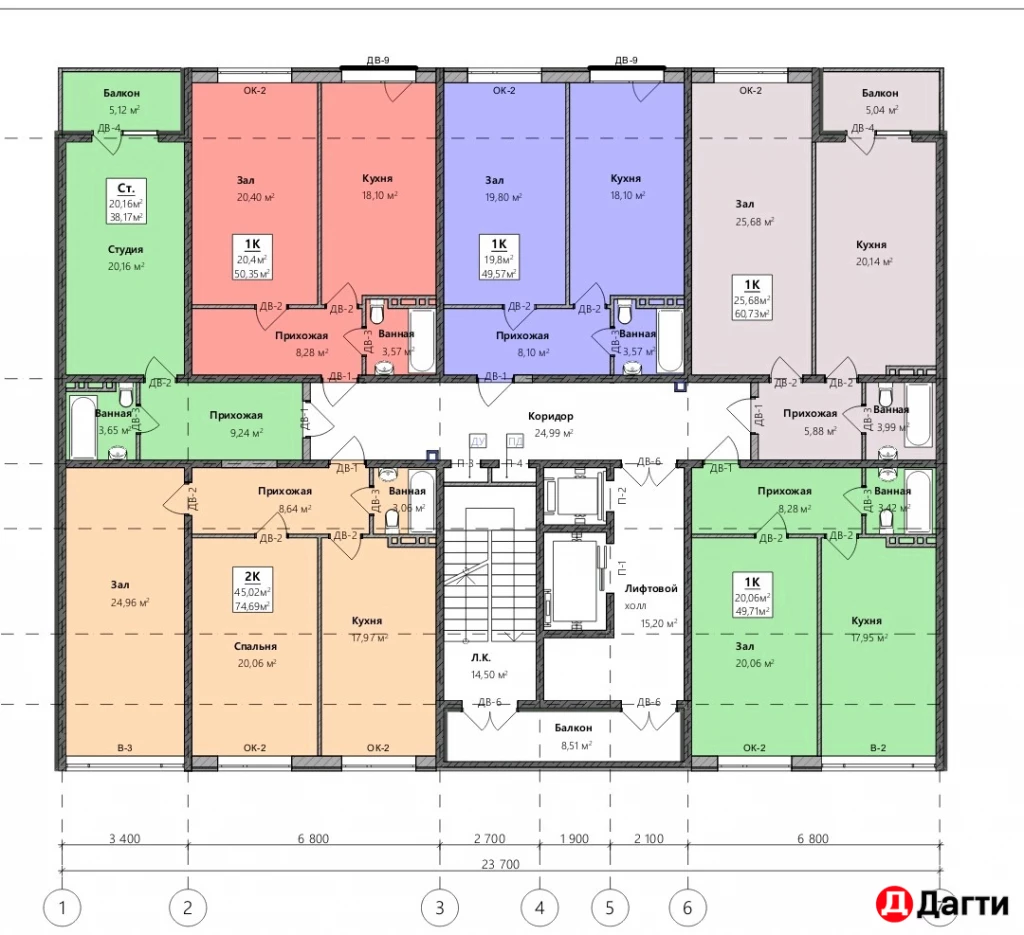 Квартира, 2 комнаты, 75 м², Застройщик