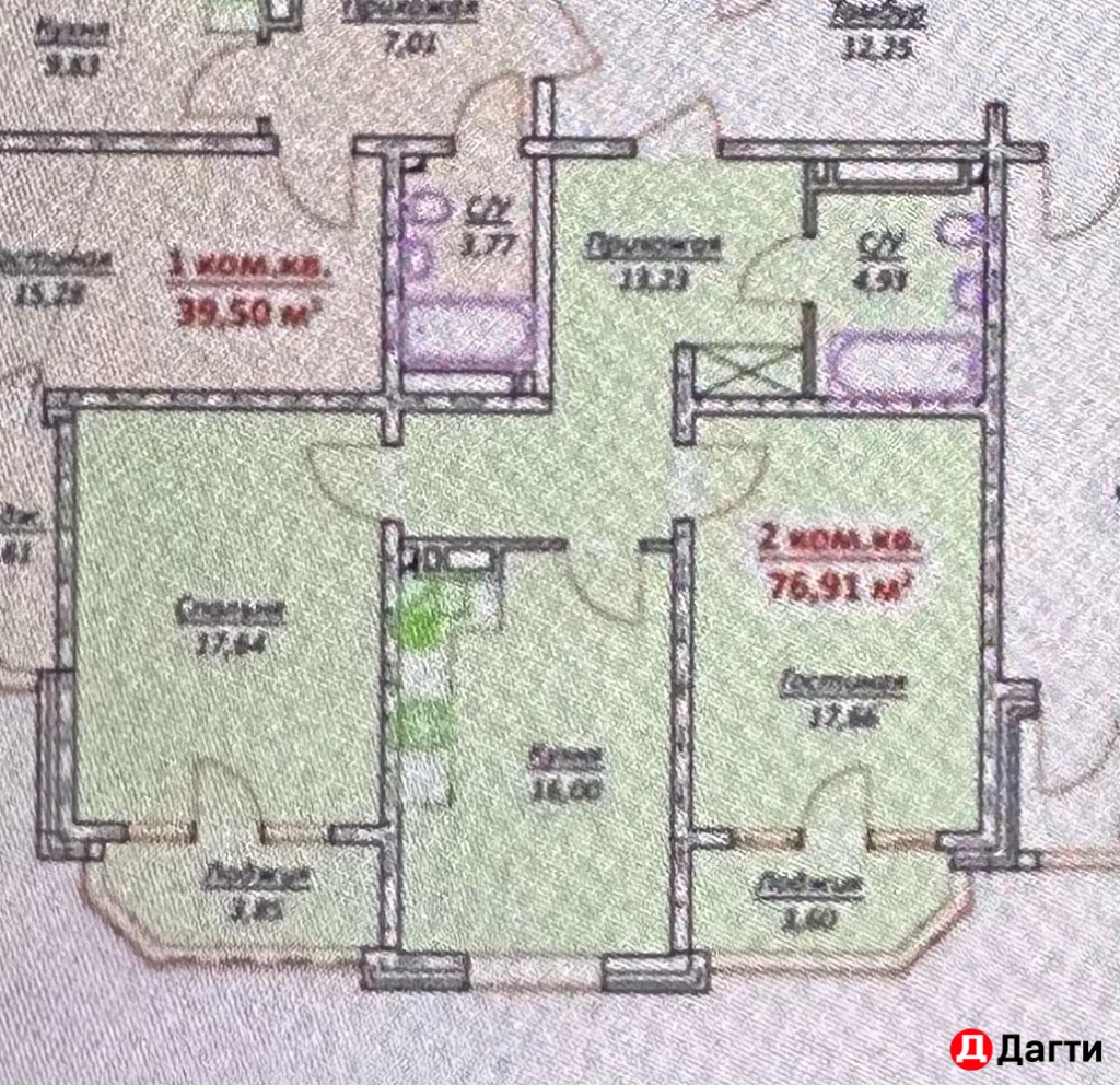 Квартира, 2 комнаты, 77 м², Собственник