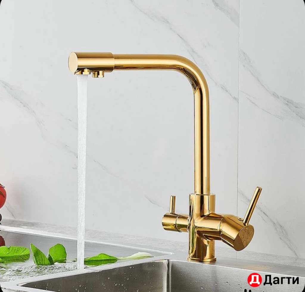 Кран ( смеситель) латунный на кухню золото