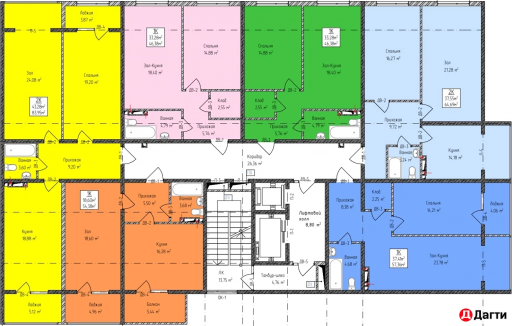 Квартира, 1 комната, 46.4 м², Агент