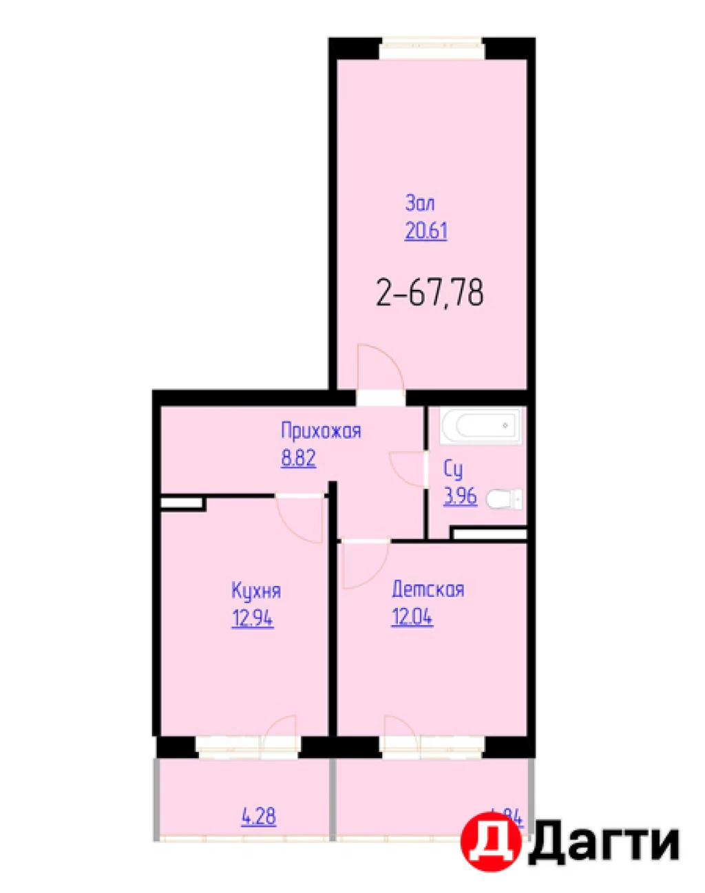 Квартира, 2 комнаты, 68 м², Агент
