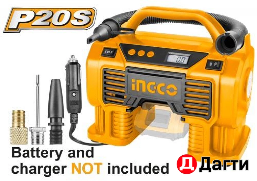 Автомобильный аккумуляторный компрессор 20В/12В INGCO CACLI2002