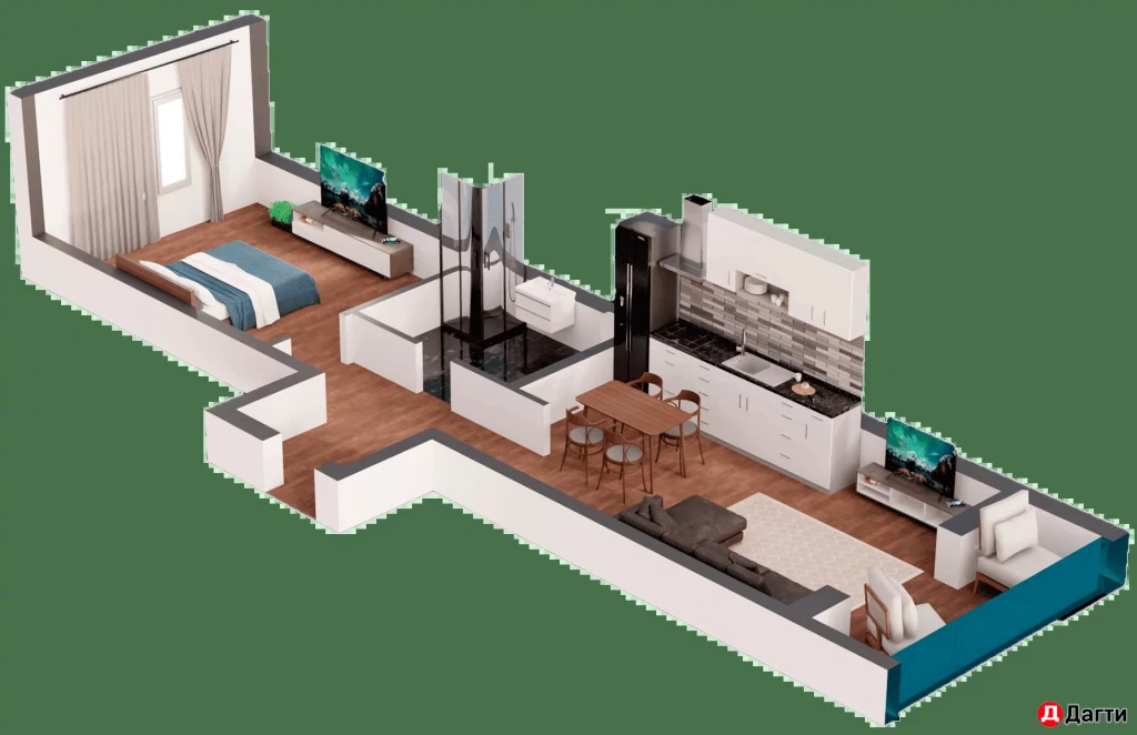 Квартира, 2 комнаты, 55.07 м², Собственник