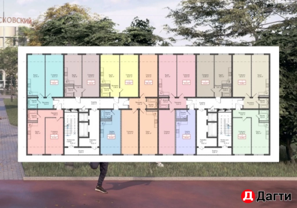 Квартира, 2 комнаты, 67 м², Застройщик