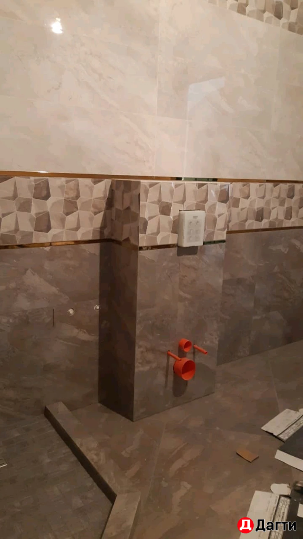 Укладка кафельной плитки (полный ремонт санузла)