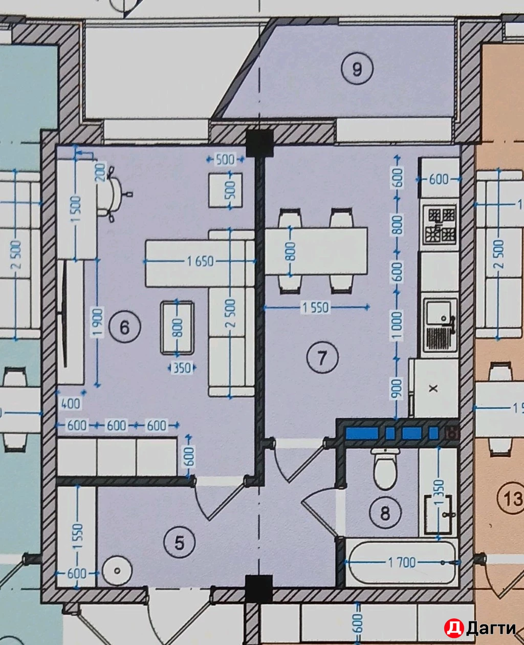 Квартира, 1 комната, 43 м², Застройщик
