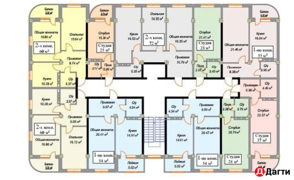 Квартира, 2 комнаты, 1000 м², Застройщик