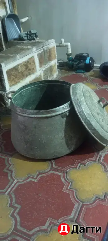 Медный казан с крышкой, старинный